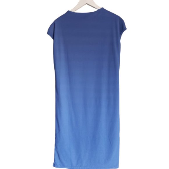 Rouge Collection blue draped dress NWOT fits L XL - Picture 2 of 11